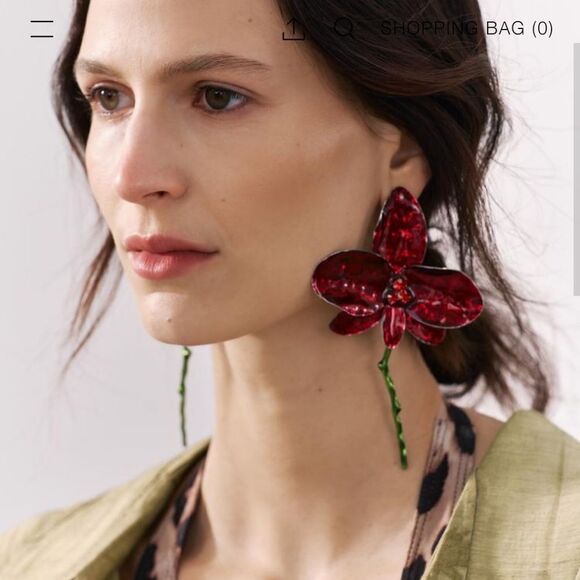 New ZARA ENAMEL FLOWER statement earrings - Picture 6 of 14